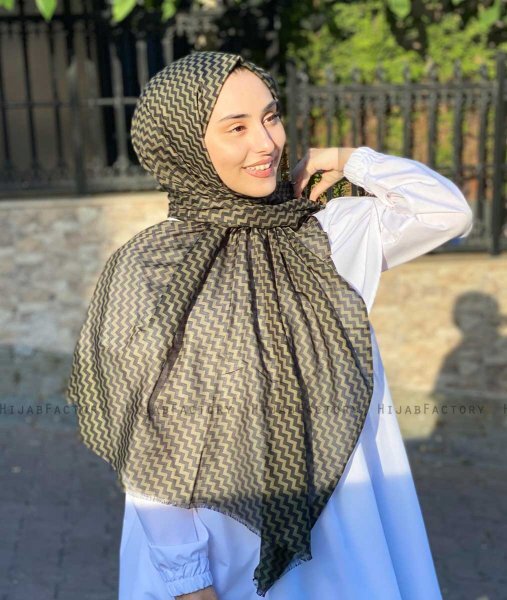 Malala - Hijab Estampado De Algodón Caqui