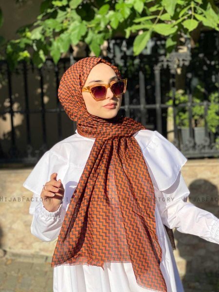 Malala - Hijab Estampado De Algodón Ladrillo