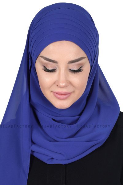 Malin - Hijab Chiffon Práctico Azul