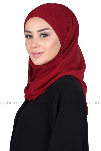 Malin - Hijab Chiffon Práctico Burdeos