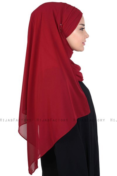 Malin - Hijab Chiffon Práctico Burdeos