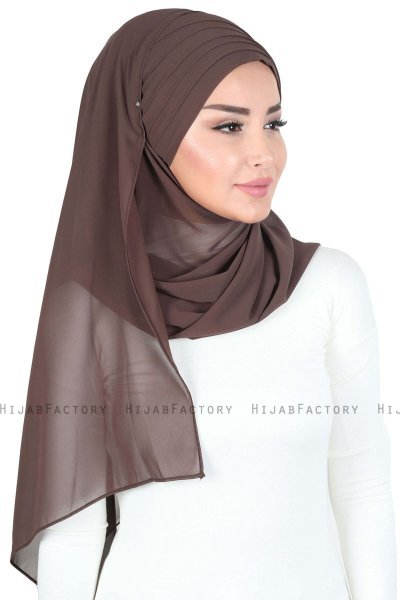 Malin - Hijab Chiffon Práctico Marrón