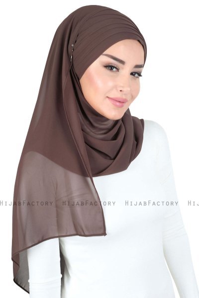 Malin - Hijab Chiffon Práctico Marrón