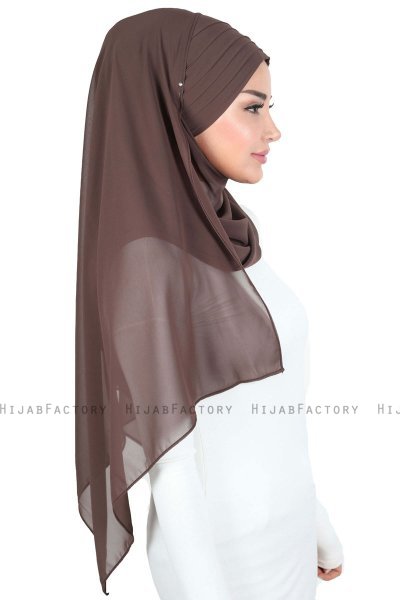 Malin - Hijab Chiffon Práctico Marrón