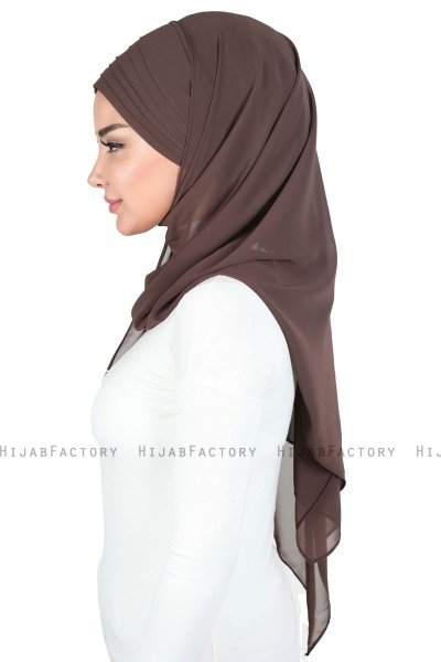 Malin - Hijab Chiffon Práctico Marrón