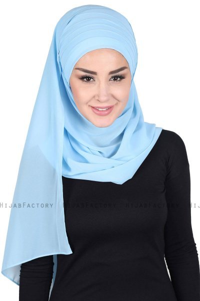 Malin - Hijab Chiffon Práctico Azul Claro