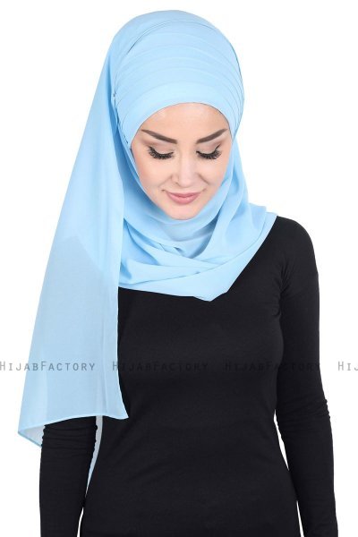 Malin - Hijab Chiffon Práctico Azul Claro