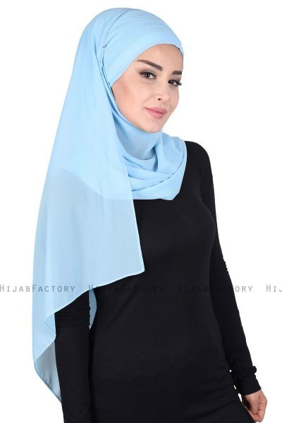 Malin - Hijab Chiffon Práctico Azul Claro