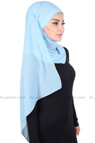 Malin - Hijab Chiffon Práctico Azul Claro