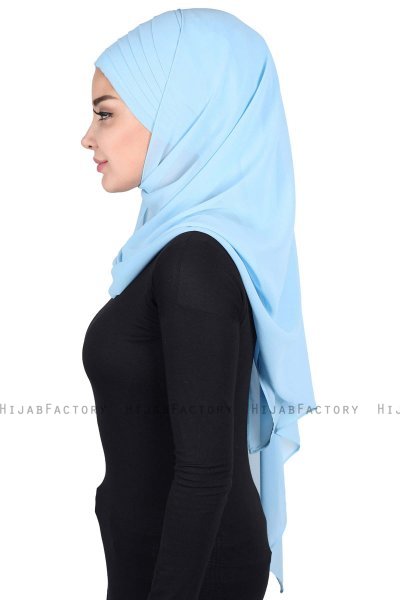 Malin - Hijab Chiffon Práctico Azul Claro