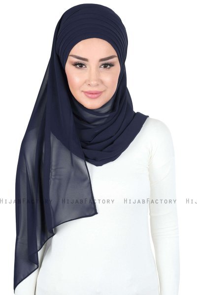 Malin - Hijab Chiffon Práctico Azul Marino