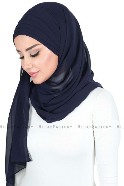 Malin - Hijab Chiffon Práctico Azul Marino