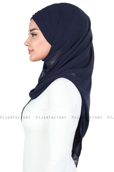 Malin - Hijab Chiffon Práctico Azul Marino