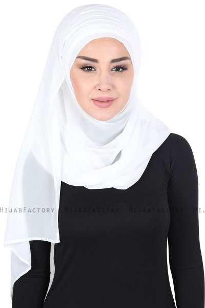 Malin - Hijab Chiffon Práctico Blanquecino