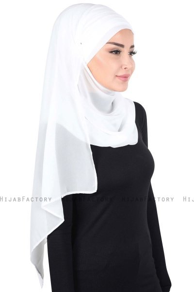 Malin - Hijab Chiffon Práctico Blanquecino