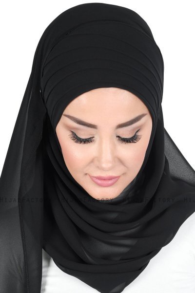 Malin - Hijab Chiffon Práctico Negro
