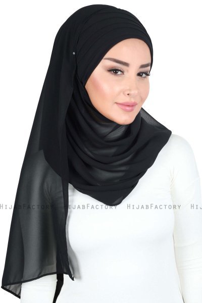 Malin - Hijab Chiffon Práctico Negro