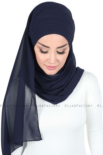 Malin - Hijab Chiffon Práctico Azul Marino