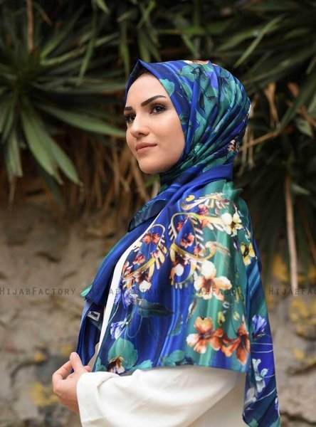 Marwa - Hijab Estampado Crepe Azul