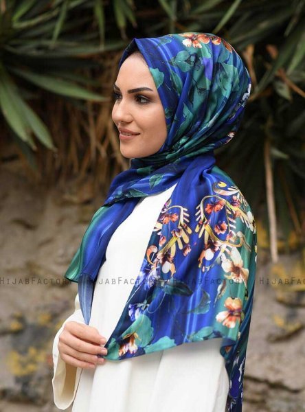 Marwa - Hijab Estampado Crepe Azul