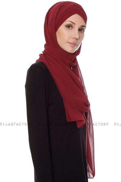 Mehtap - Chiffon Hijab One-Piece Práctico Burdeos