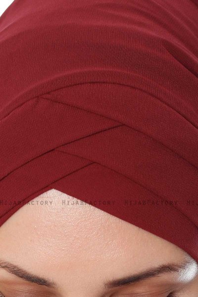 Mehtap - Chiffon Hijab One-Piece Práctico Burdeos