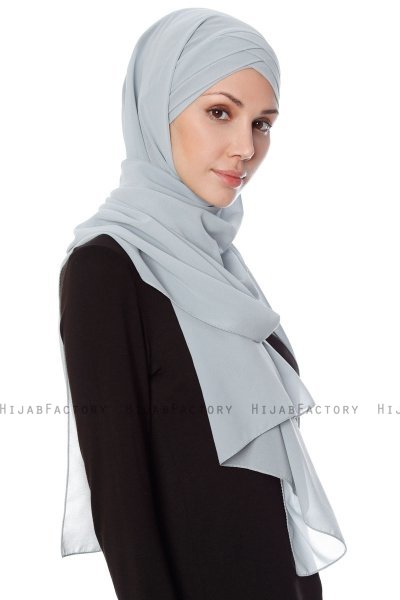 Mehtap - Chiffon Hijab One-Piece Práctico Gris