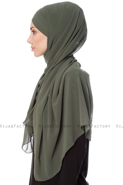 Mehtap - Chiffon Hijab One-Piece Práctico Caqui