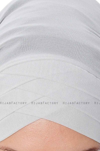 Mehtap - Chiffon Hijab One-Piece Práctico Gris Claro