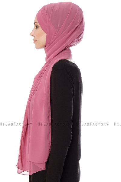 Mehtap - Chiffon Hijab One-Piece Práctico Rosa Oscuro