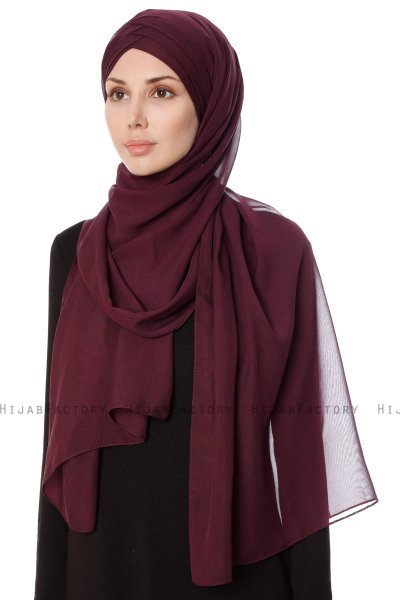 Mehtap - Chiffon Hijab One-Piece Práctico Ciruelas