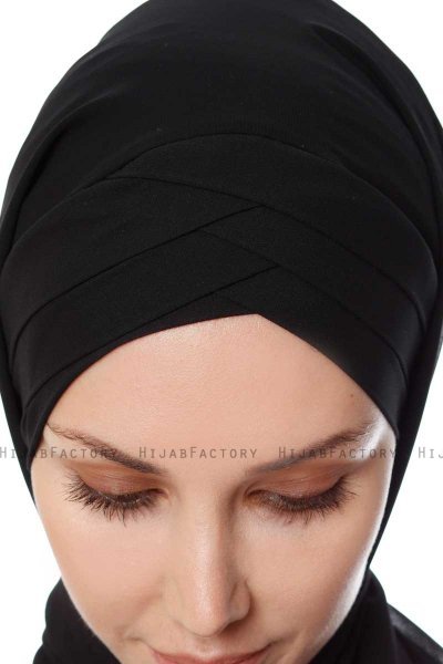 Mehtap - Chiffon Hijab One-Piece Práctico Negro