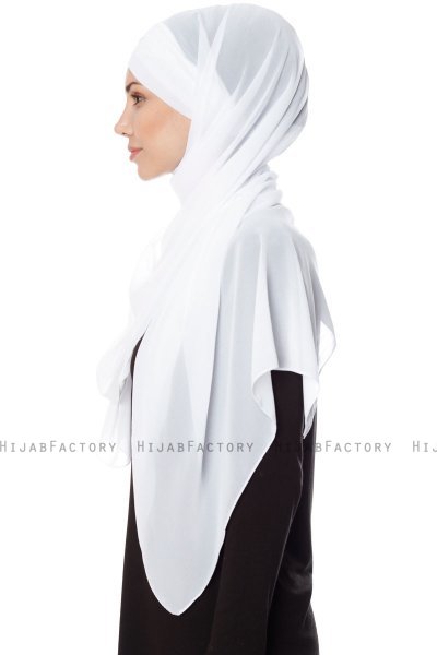 Mehtap - Chiffon Hijab One-Piece Práctico Blanco