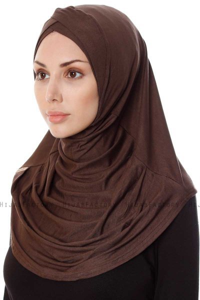 Mia - Hijab Al Amira Marrón One-Piece - Ecardin