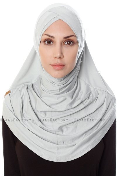 Mia - Hijab Al Amira Gris Claro One-Piece - Ecardin