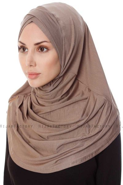 Mia - Hijab Al Amira Taupe Oscuro One-Piece - Ecardin