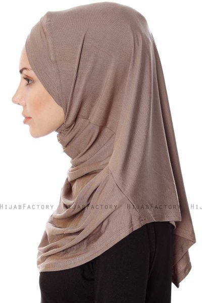 Mia - Hijab Al Amira Taupe Oscuro One-Piece - Ecardin