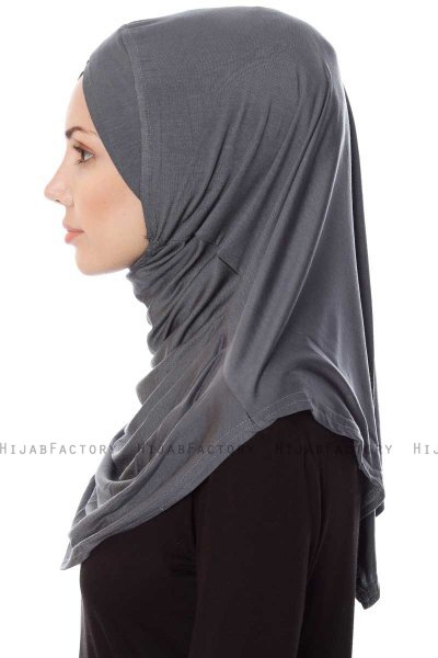 Mia - Hijab Al Amira Gris Oscuro One-Piece - Ecardin
