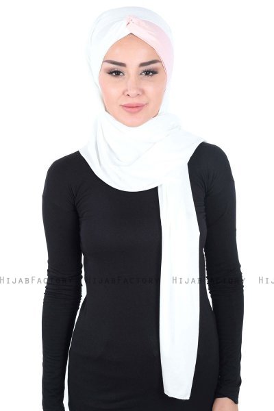 Mikaela - Hijab De Algodón Práctico Crema & Rosa De Antaño