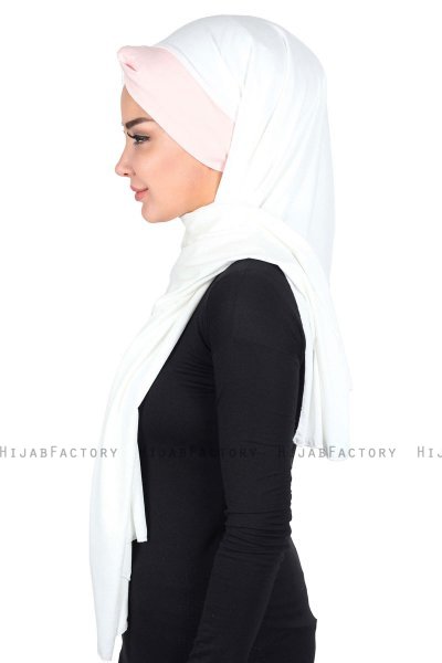 Mikaela - Hijab De Algodón Práctico Crema & Rosa De Antaño