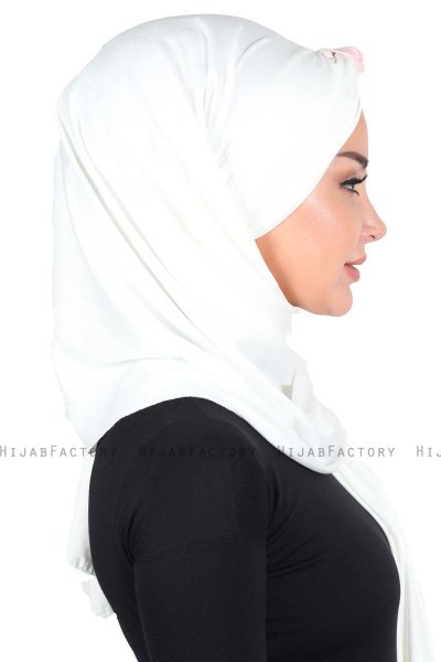 Mikaela - Hijab De Algodón Práctico Crema & Rosa De Antaño