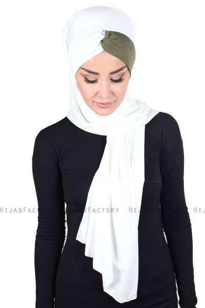 Mikaela - Hijab De Algodón Práctico Crema & Caqui