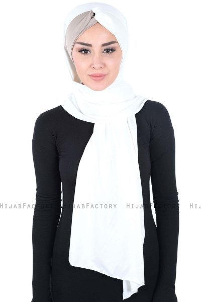 Mikaela - Hijab De Algodón Práctico Crema & Taupe