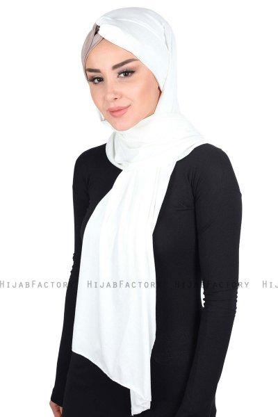 Mikaela - Hijab De Algodón Práctico Crema & Taupe