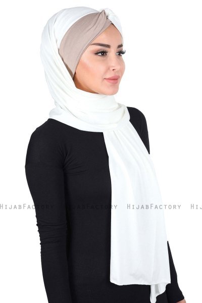 Mikaela - Hijab De Algodón Práctico Crema & Taupe