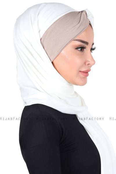 Mikaela - Hijab De Algodón Práctico Crema & Taupe