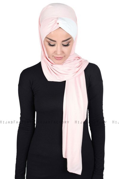 Mikaela - Hijab De Algodón Práctico Rosa De Antaño & Crema