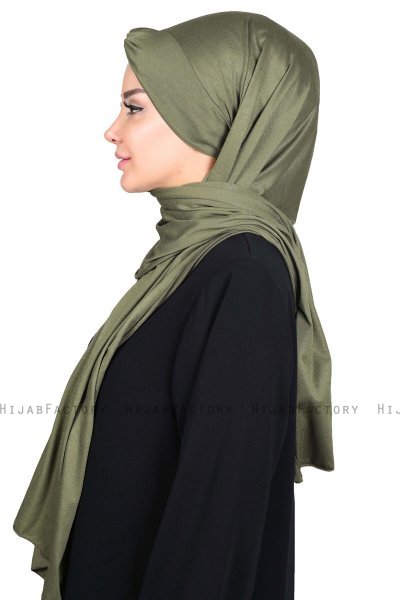 Mikaela - Hijab De Algodón Práctico Caqui & Crema