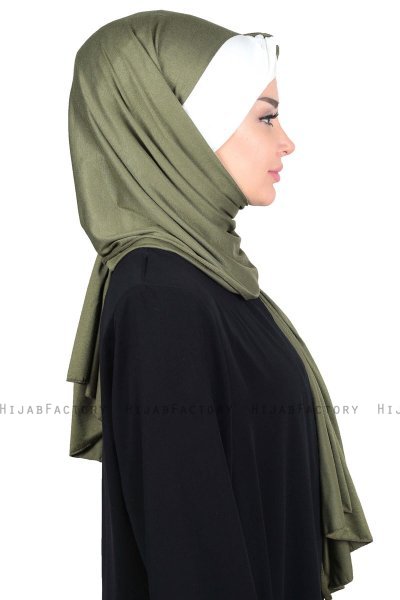 Mikaela - Hijab De Algodón Práctico Caqui & Crema