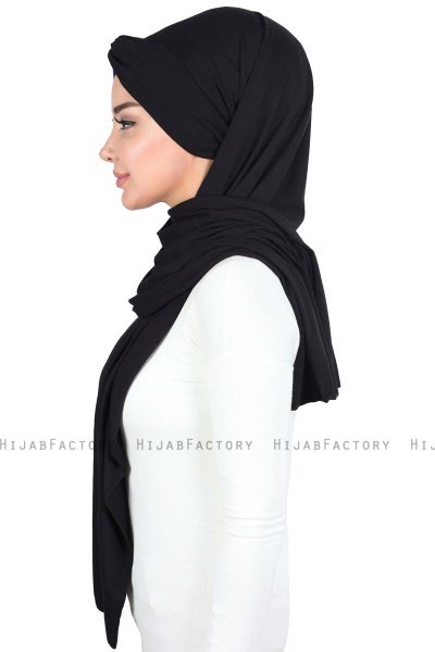 Mikaela - Hijab De Algodón Práctico Negro & Azul